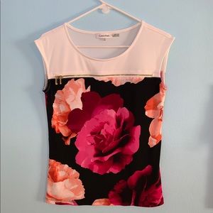 Calvin Klein floral short sleeve blouse